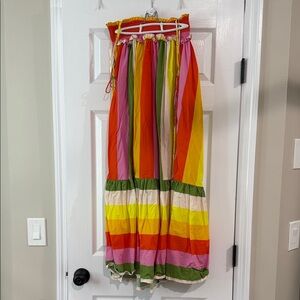 Farm Rio strapless smocked tiered dress size Medium